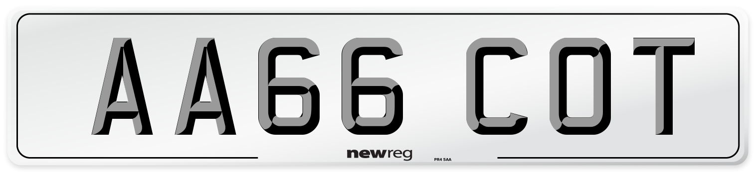 AA66 COT Number Plate from New Reg